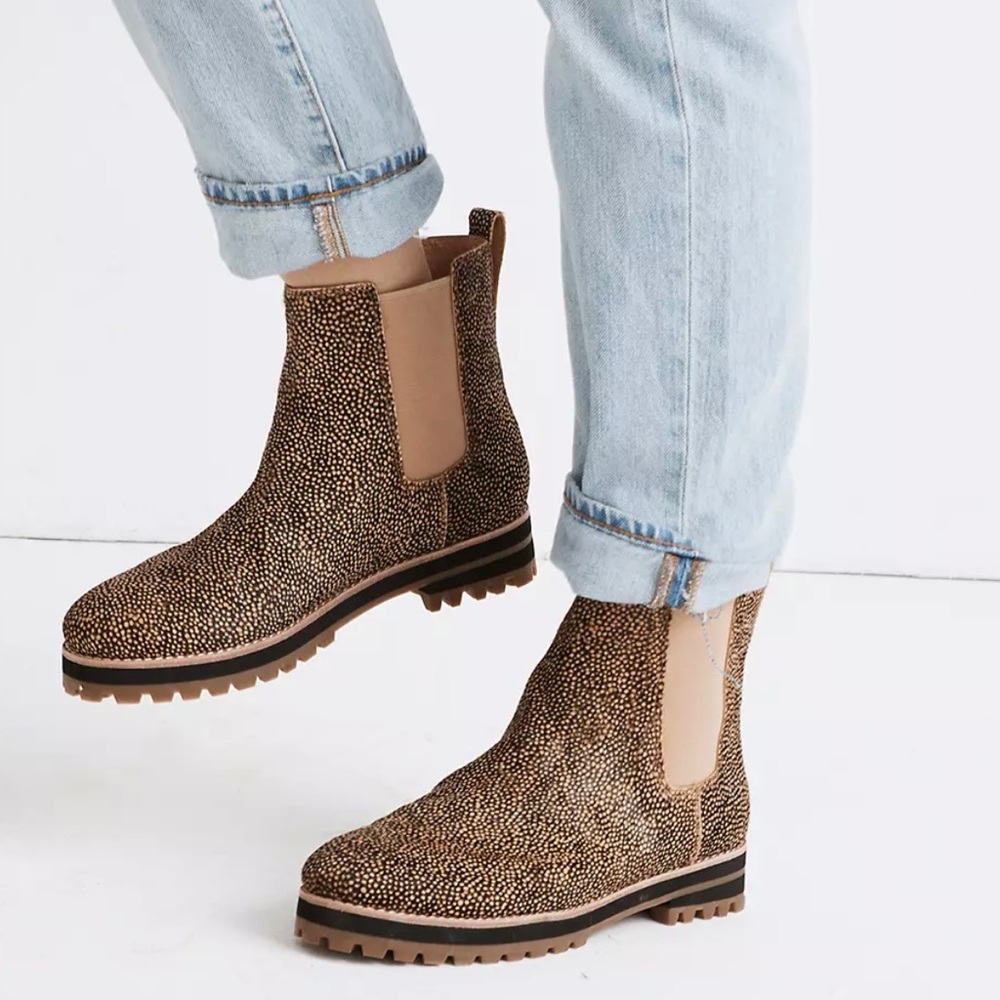 Madewell Lugsole Chelsea Boots in Spotty Calf Hair
